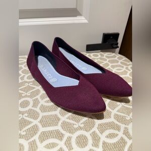 Rothy’s Aubergine Merino Points Size 9 Purple Burgandy Pointed Toe Flats Slip-on